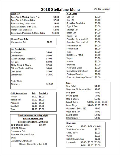 2018 General Menu