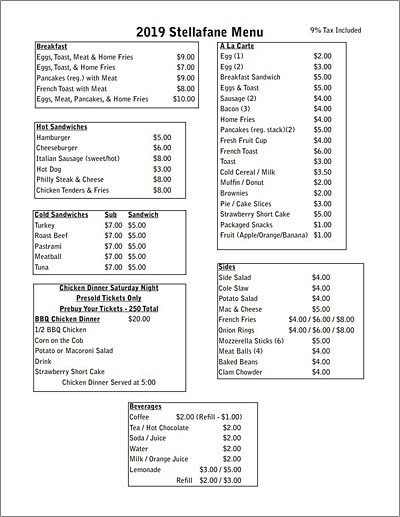 2019 General Menu